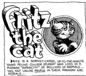 descripción en inglés del gato Fritz (R.Crumb)